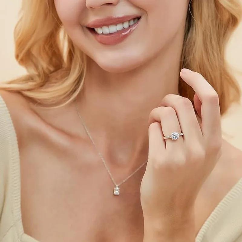 Bague solitaire en Moissanite certifiée Lnngy, 8mm, 2ct, en or 14K, pour femmes, bijoux de fête de m