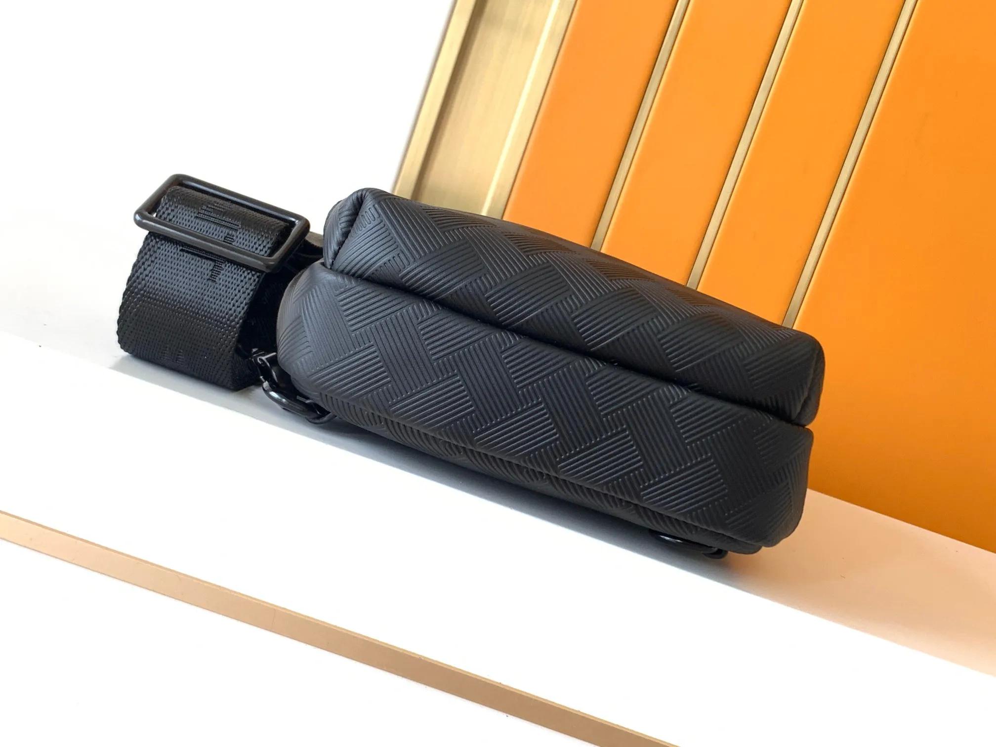 Sac de poitrine classique en cuir grainé pour homme, sac bandoulière durable en cuir de veau