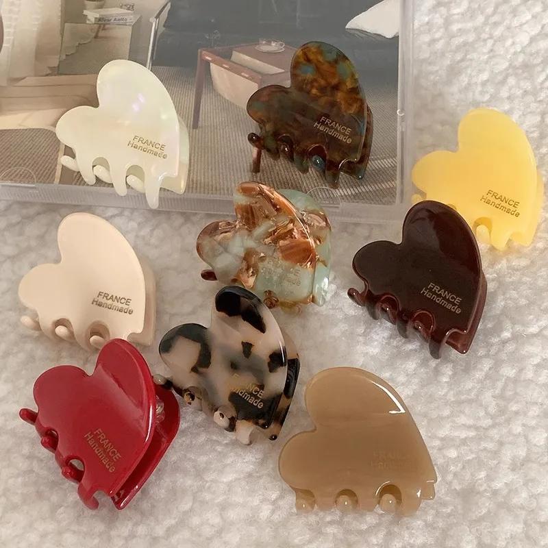 Nouveau 3.5cm petite griffe de cheveux acétate cheveux crabes pour filles mignon en forme de coeur p