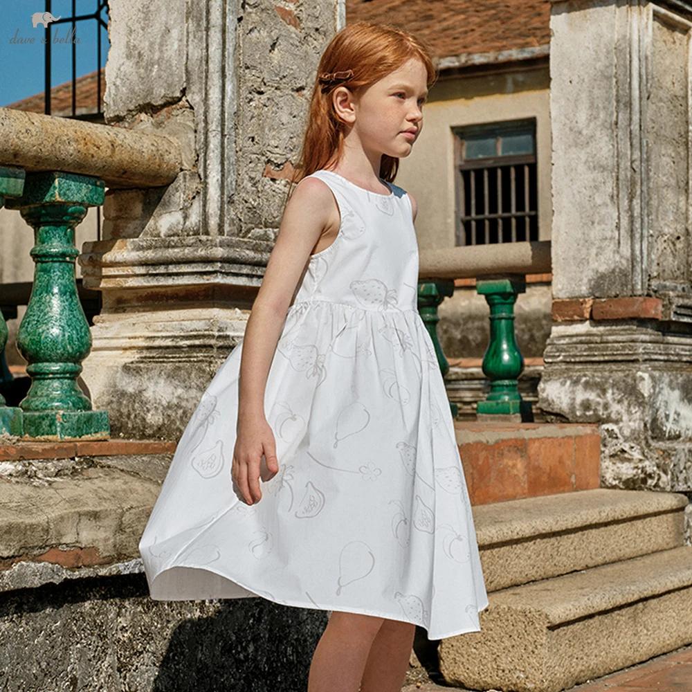 Robes de princesse d'été blanches pour filles Dave Bella, robes de fête imprimées sans manches pour