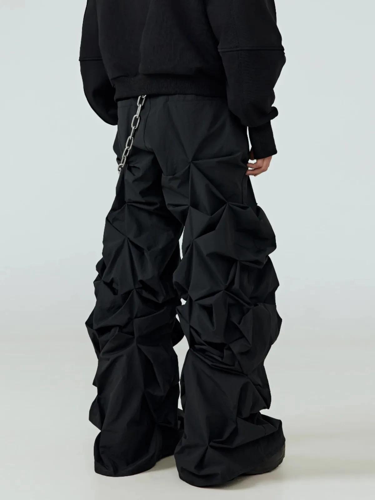 Mauroicardi printemps automne Cool Long noir empilé pantalon pour hommes taille élastique Streetwear