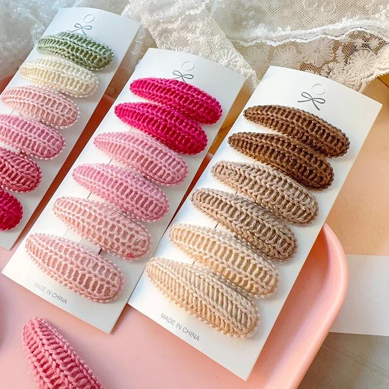 Pince à cheveux BB imprimée mignonne, 6 pièces, mode Crochet fait à la main pour fille, accessoires