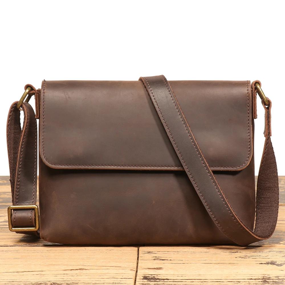 Sac à rabat en cuir véritable, sac à bandoulière et à bandoulière unisexe pour les déplacements, pol