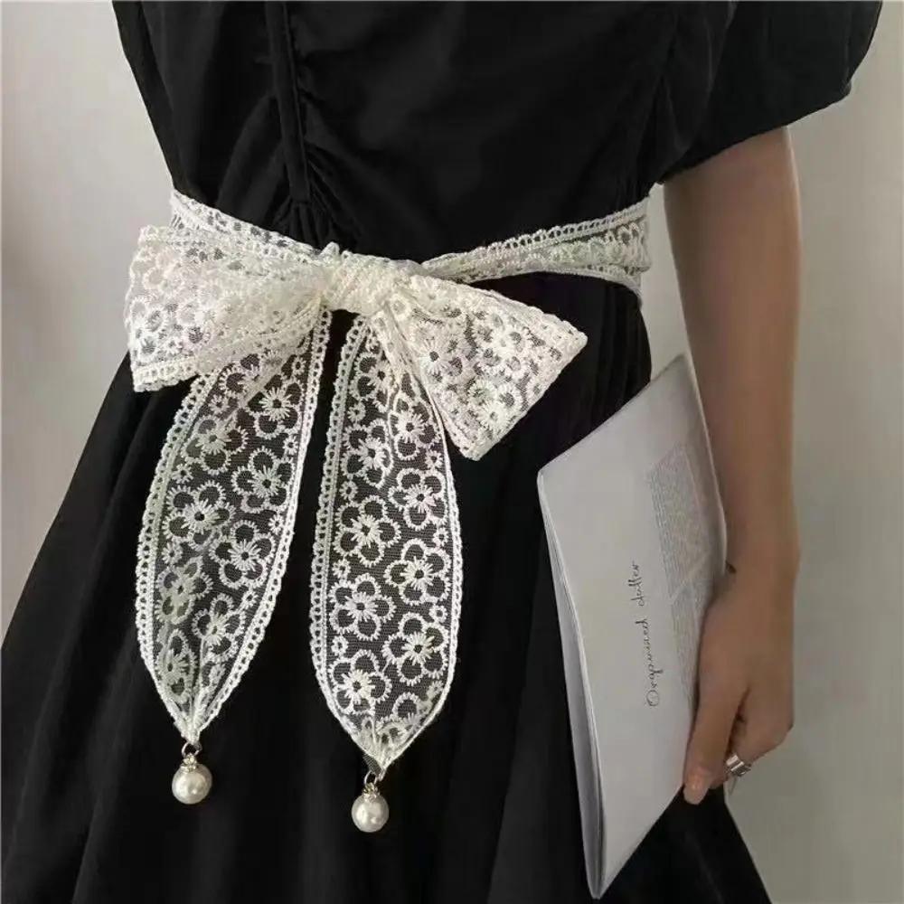 Ceintures de taille en dentelle décoratives pour femmes, élégantes, avec pendentif en perles, access