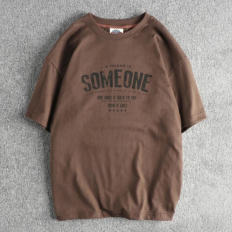 T-shirt à Manches Courtes et Col Rond pour Homme, Style Rétro Américain, Lettres Imprimées, Simple,