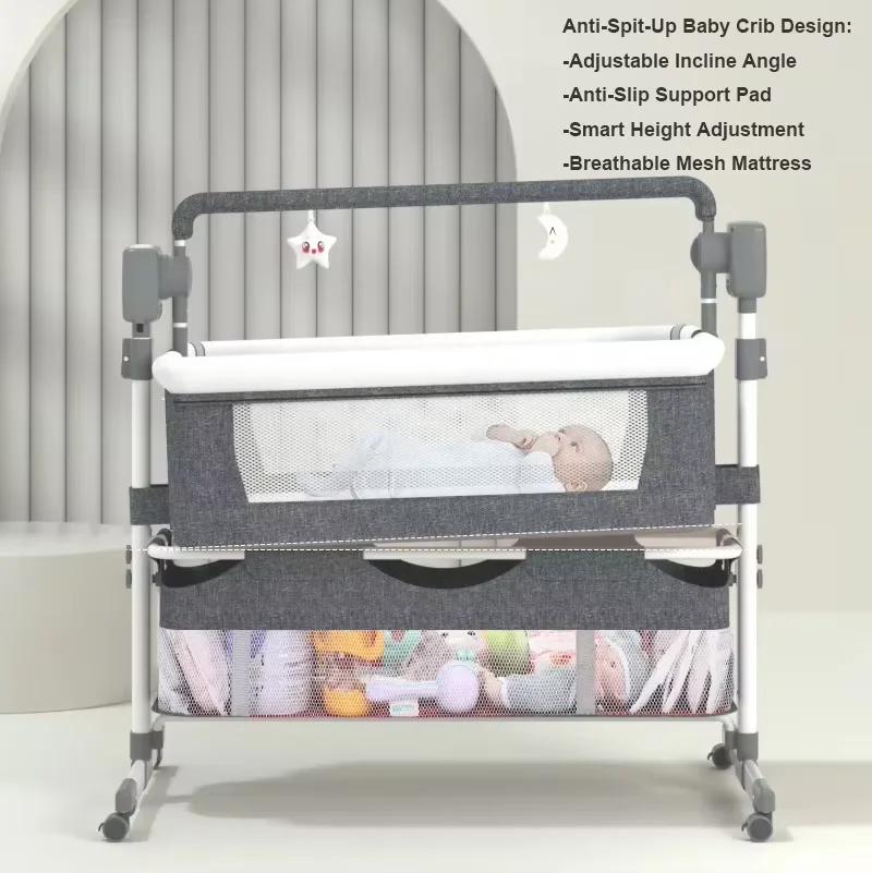 Berceau Électrique Portable pour Bébé avec Fonction Balancelle Automatique, Télécommande Bluetooth e