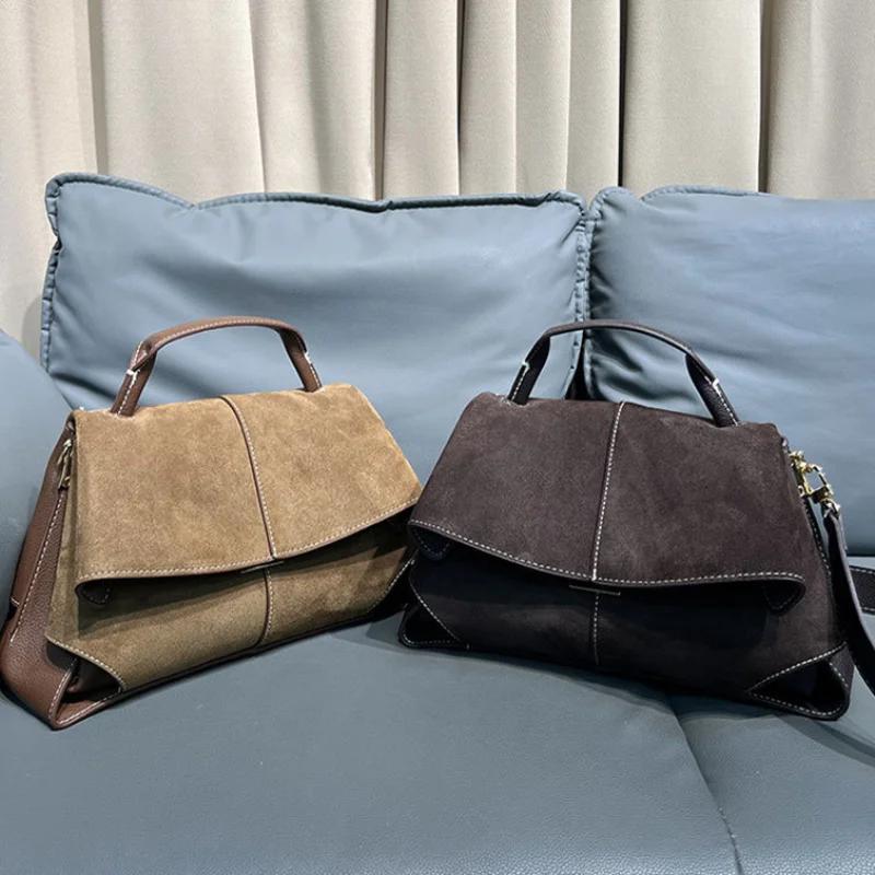Sac à main de marque Vintage en daim haut de gamme, sac à bandoulière/à bandoulière tendance à rabat