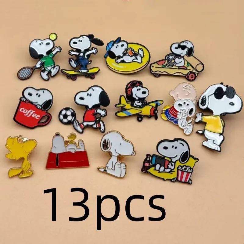 13 pièces // Broches émaillées en forme de chiots blancs de dessin animé, épingles de revers mignonn