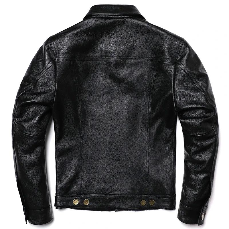 Nouvelle Veste en Cuir Véritable de Cowboy 2025 pour Homme – Manteau Court Slim en Cuir de Vachette
