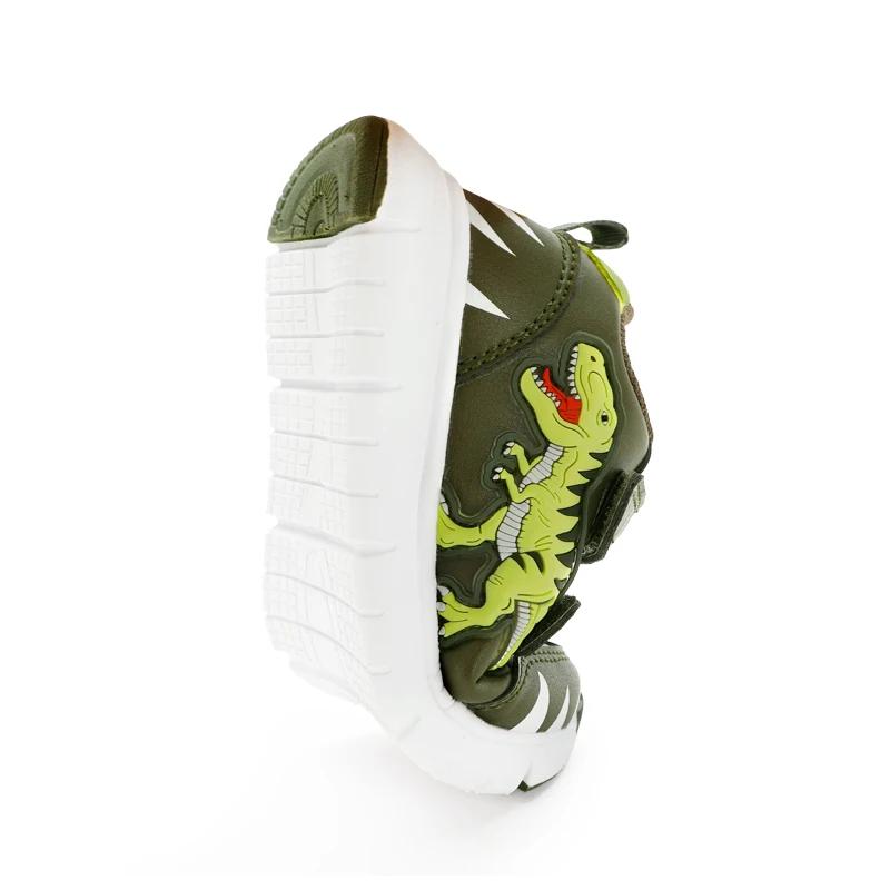 EXDINO dinosaure bébé enfants LED T-REX cuir automne nouveaux garçons filles clignotant baskets écla
