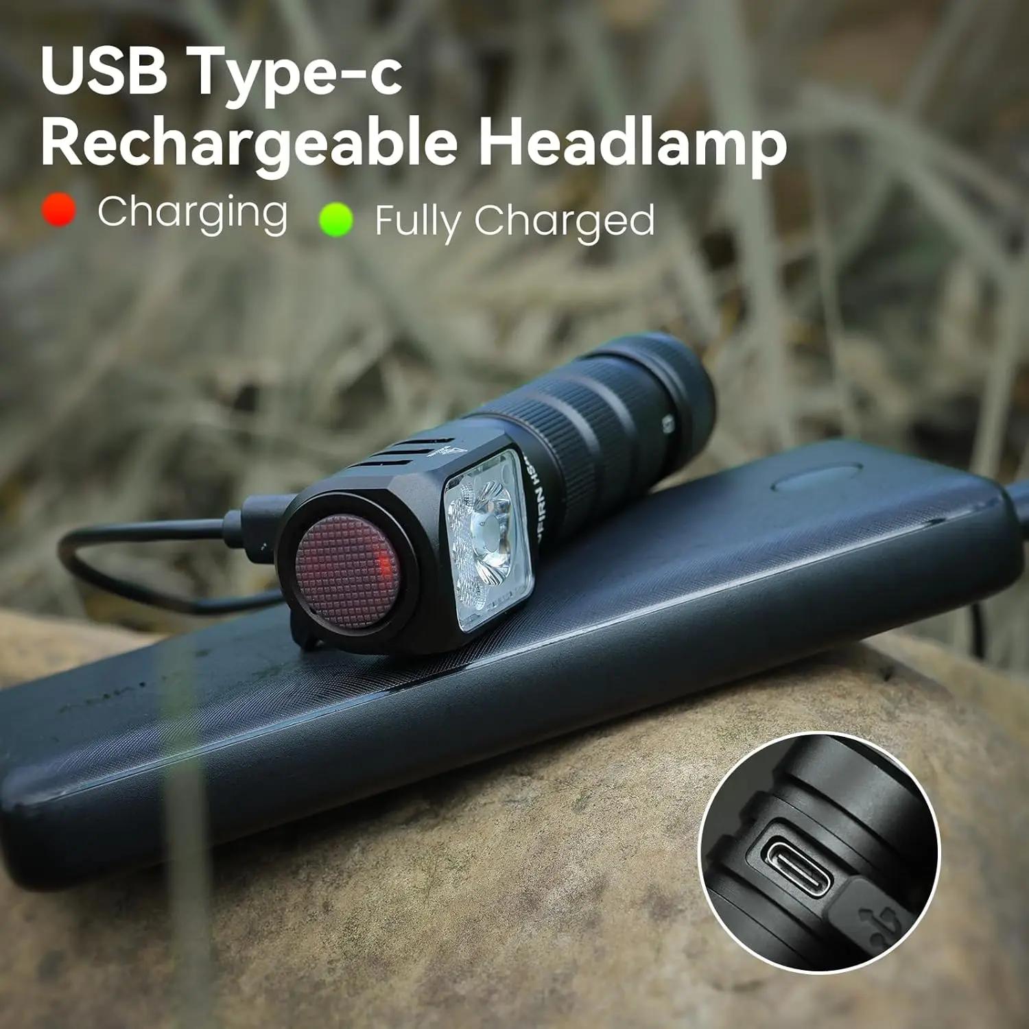 Lampe frontale SOFIRN HS42 2100lm 18650 EDC USB C rechargeable, lampe torche LED SST40 avec aimant p