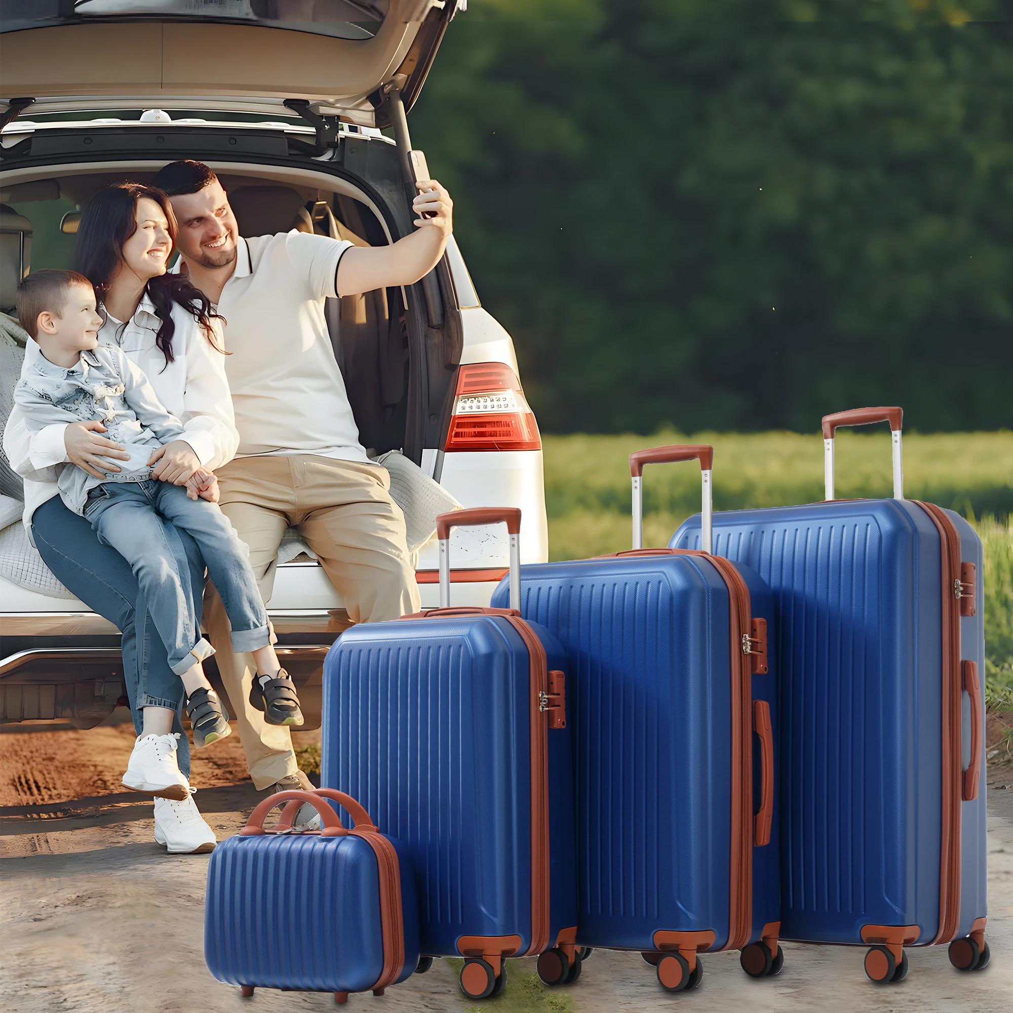 Anajqaqia Set de bagages, avec poignées télescopiques en métal, 360 ° Double roues, serrure TSA, e