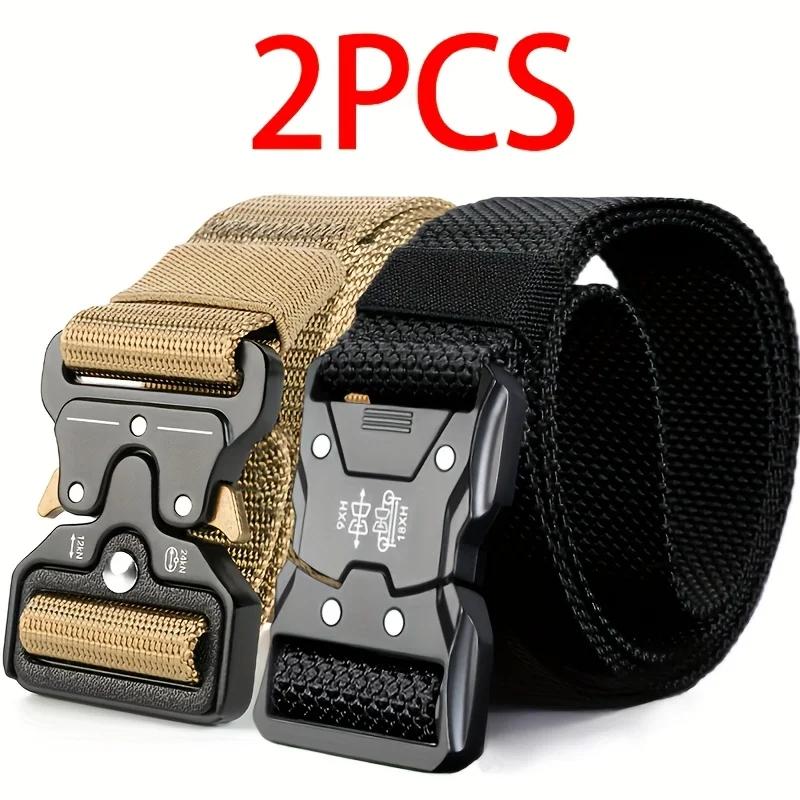 Ensemble de 2 pièces de nouvelle ceinture de taille pour hommes, ceinture décontractée à boucle à dé