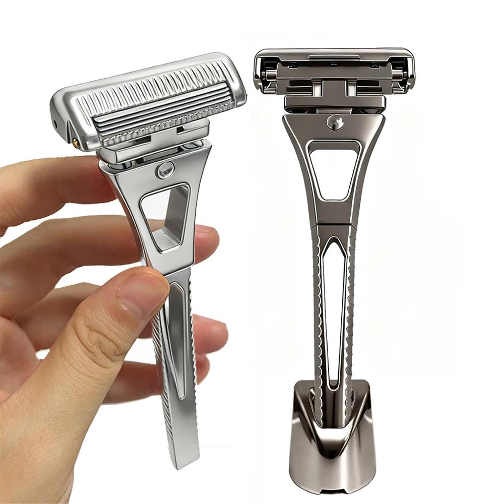 Shavcooo Glide Pro 4D rasoir de sécurité tête rotative en acier inoxydable rasoir pour homme avec su
