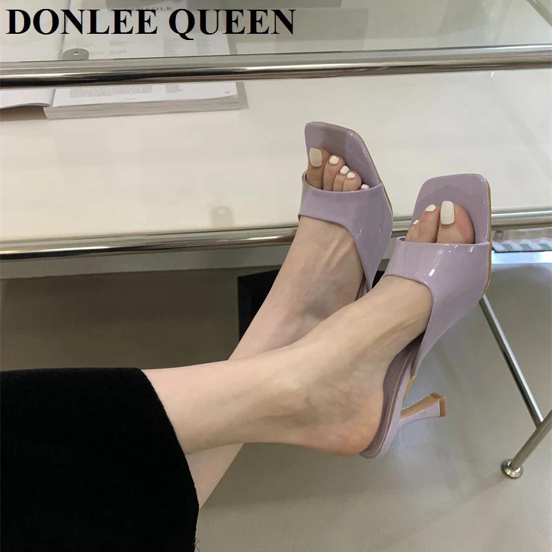 Pantoufles à talons hauts pour femmes, chaussures mules élégantes à enfiler, sandales de loisirs, gr