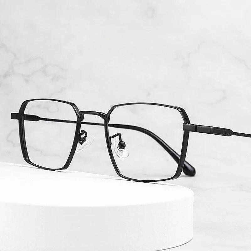 Monture de lunettes en titane pour hommes, grand visage, Ultra légère, polygonale, Prescription opti