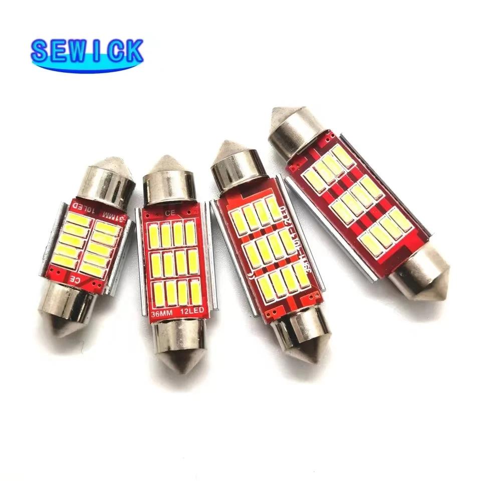 100 pièces feston C5W CANBUS sans erreur Auto lumière 12 SMD 4014 LED 31mm 36mm 39mm 41mm voiture in