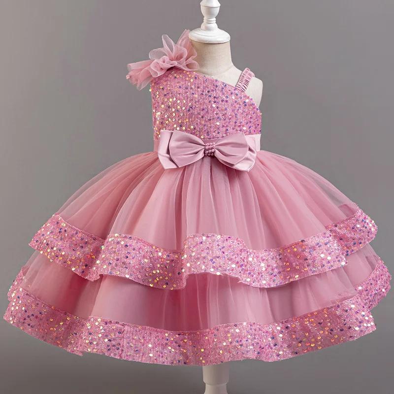 Fleur princesse paillettes bébé mariage fête de noël courte robe sans manches fête d'anniversaire ma