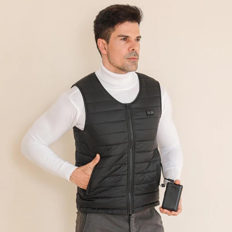 Nouveau hiver unisexe col en v 22 zones résistant à la chaleur gilet chaud personnes d'âge moyen et