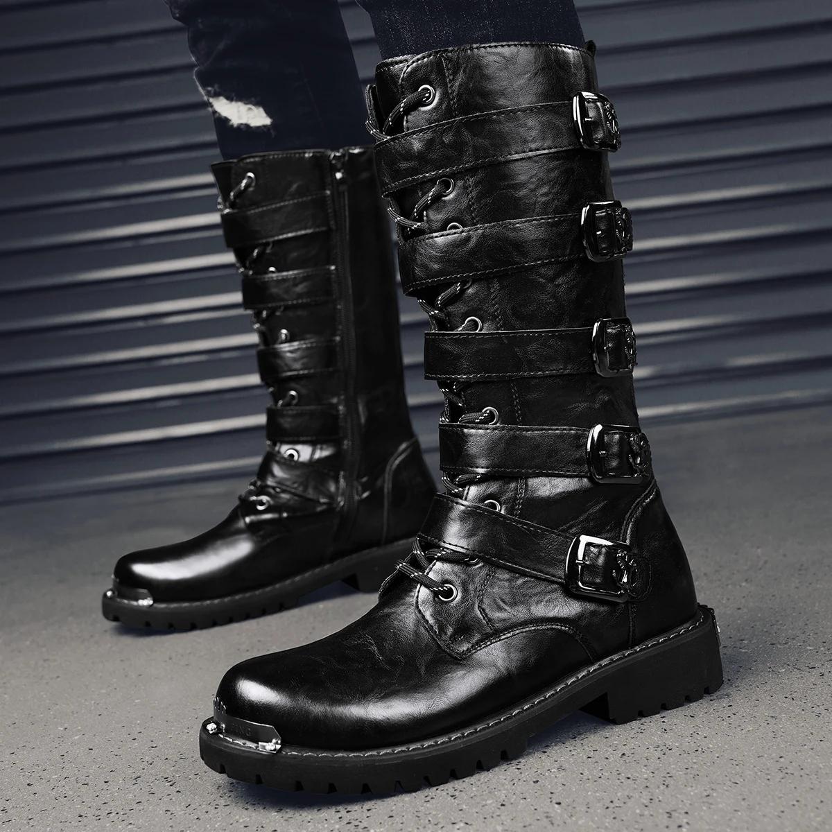Bottes de moto montantes décontractées pour hommes, bottes de travail de protection de sécurité, ext