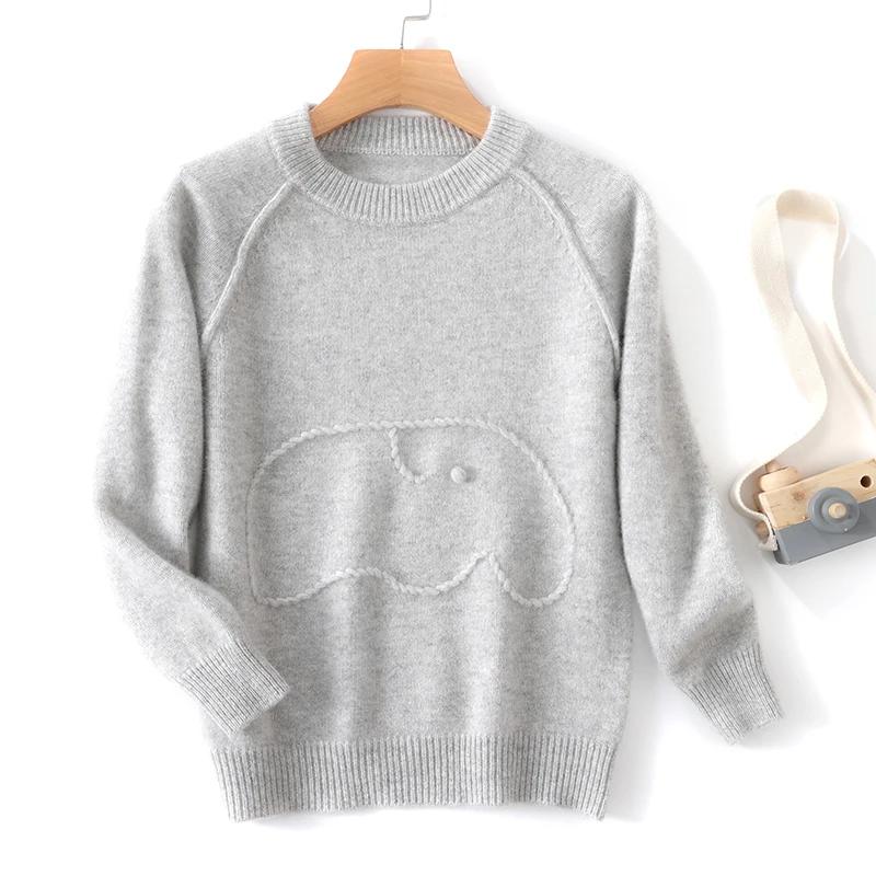 Pull en laine Pure pour enfants pull à col rond basique automne hiver épais garçons filles 100% lain