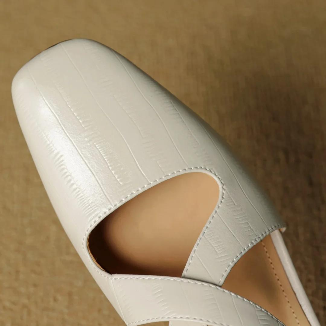 Sandales d'été à enfiler en cuir véritable pour femmes, bande étroite, sangle croisée, élégantes dam