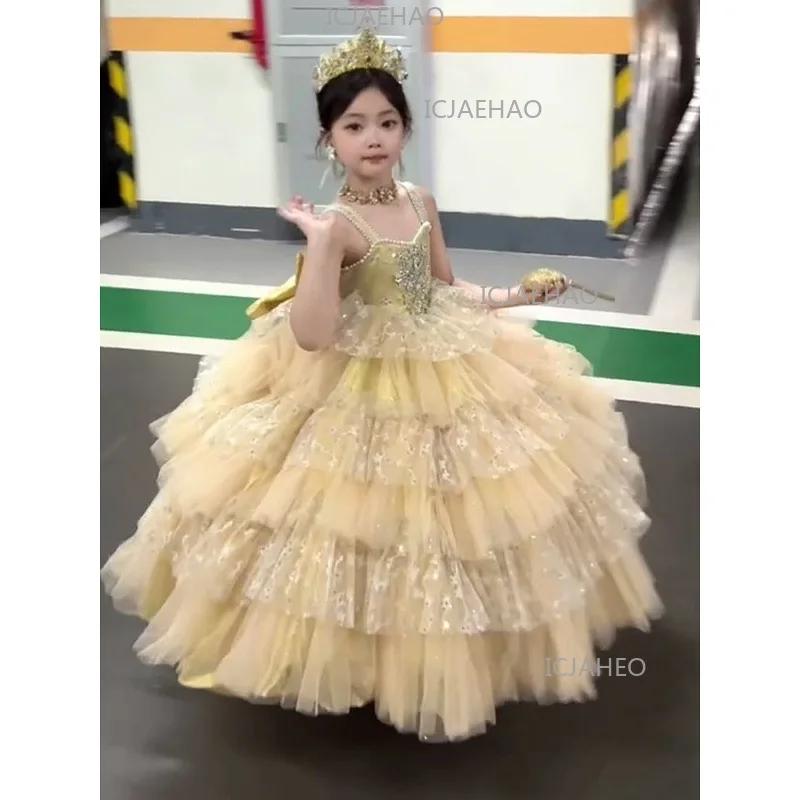 Nouvelle Robe de Princesse Formelle pour Filles, Tenue de Fête d'Anniversaire pour Enfants, Robe de