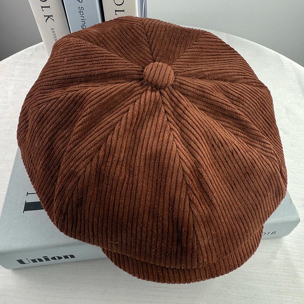 Casquettes d'hiver rétro pour hommes, chapeau de journal en velours côtelé, casquette plate pour hom