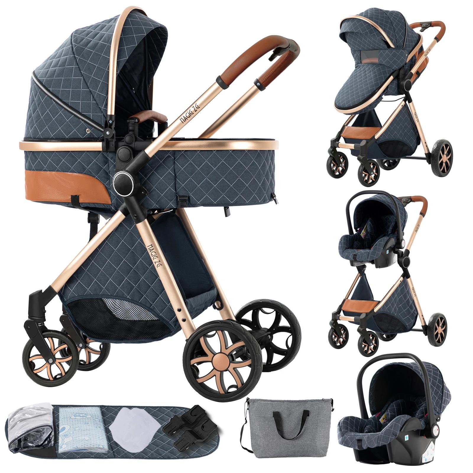Landau pliable ultraléger de naissance, ensemble de voyage léger 3 en 1 pour poussette pour bébé, Bu