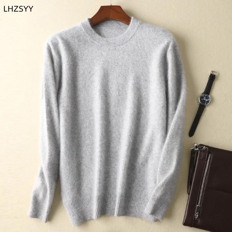 Pull en cachemire de vison pur pour hommes, col rond, tricot, grande taille, nouveaux hauts d'hiver,