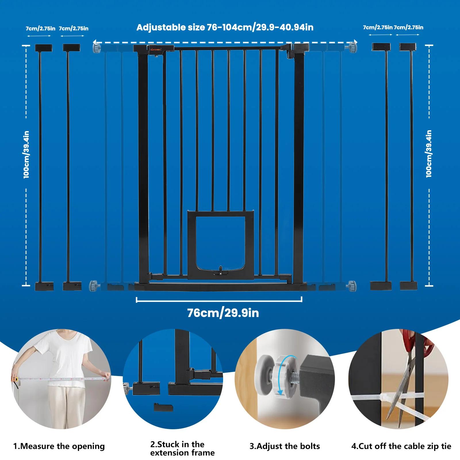 Porte bébé pour portes et escaliers, montage sous pression, sans perçage, porte de sécurité en métal