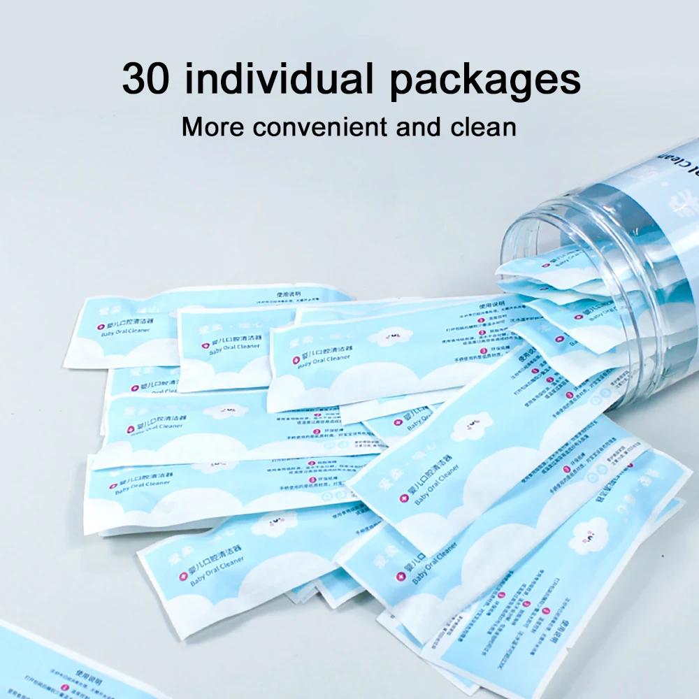 30 pièces bâton de nettoyage de bouche de bébé détergent jetable voile de dent de lait brosse à dent