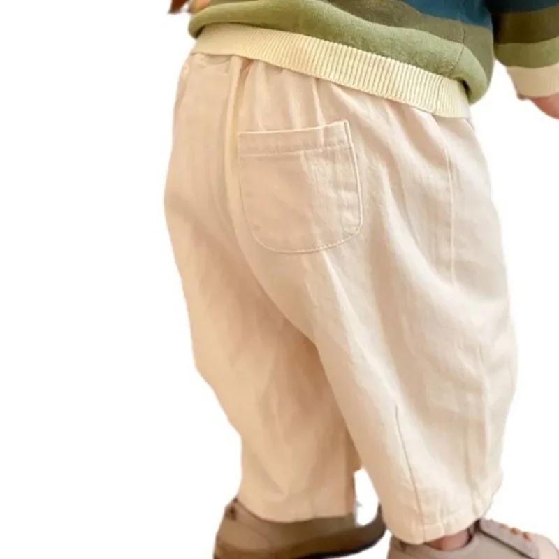 Solide garçon enfants mode pantalon enfant en bas âge vêtements été printemps bébé poche cheville lo