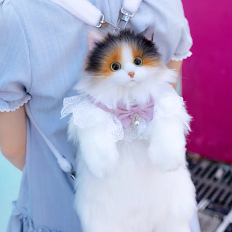 Sac à dos pour chat en fausse fourrure noir et jaune à trois fleurs