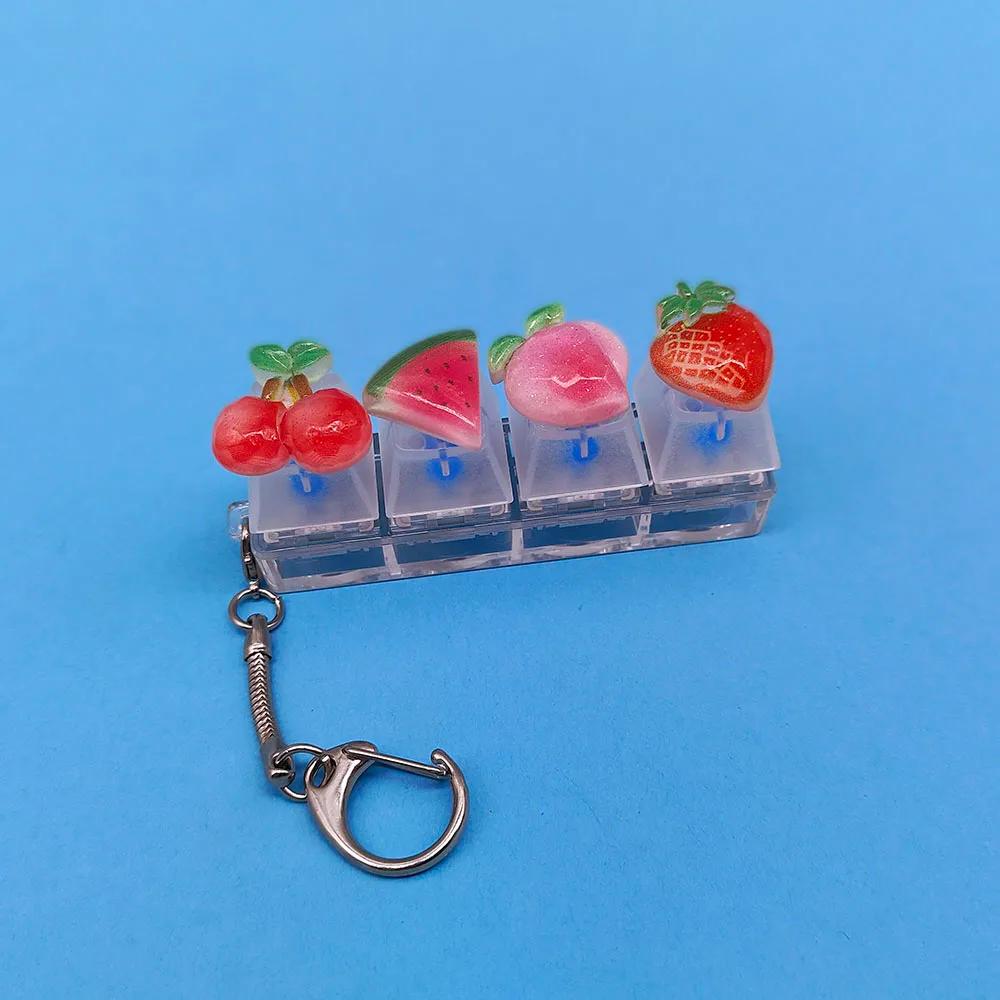 Keycap-Porte-clés avec pendentif fruits pour téléphone portable, porte-clés Kawaii, jouet Pop Fidget