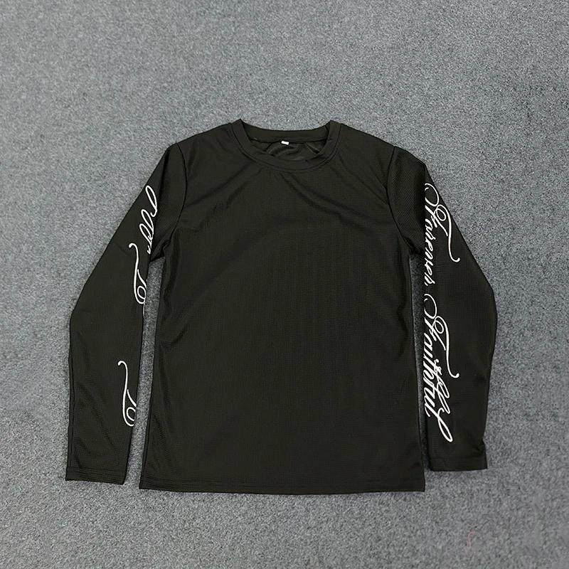 T-shirt à manches longues rétro américain Y2K, col rond décontracté, léger et respirant, imprimé let