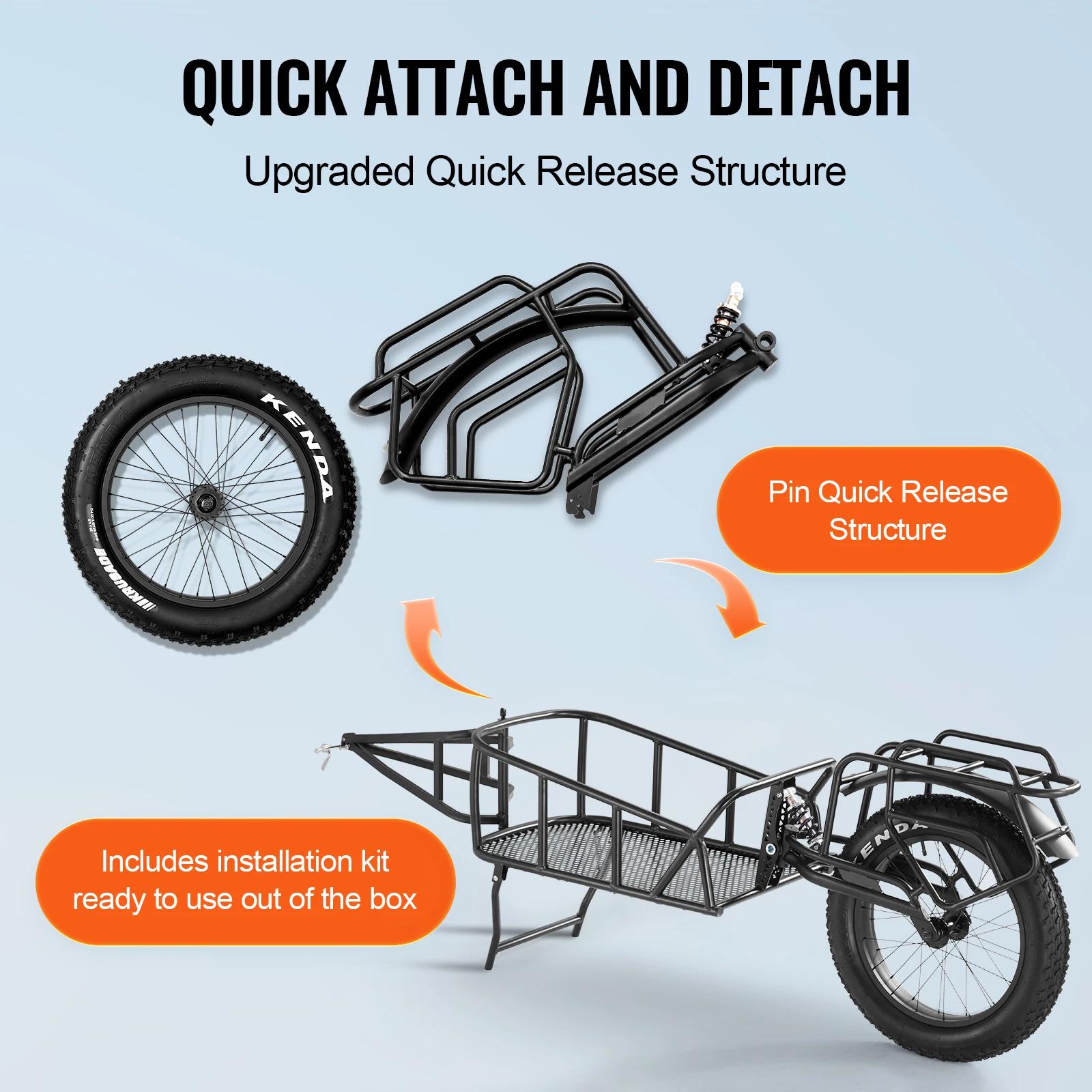 SucceBuy Remorque de chargement de vélo Capacité de 70 lb Chariot de chariot de vélo robuste Rangeme