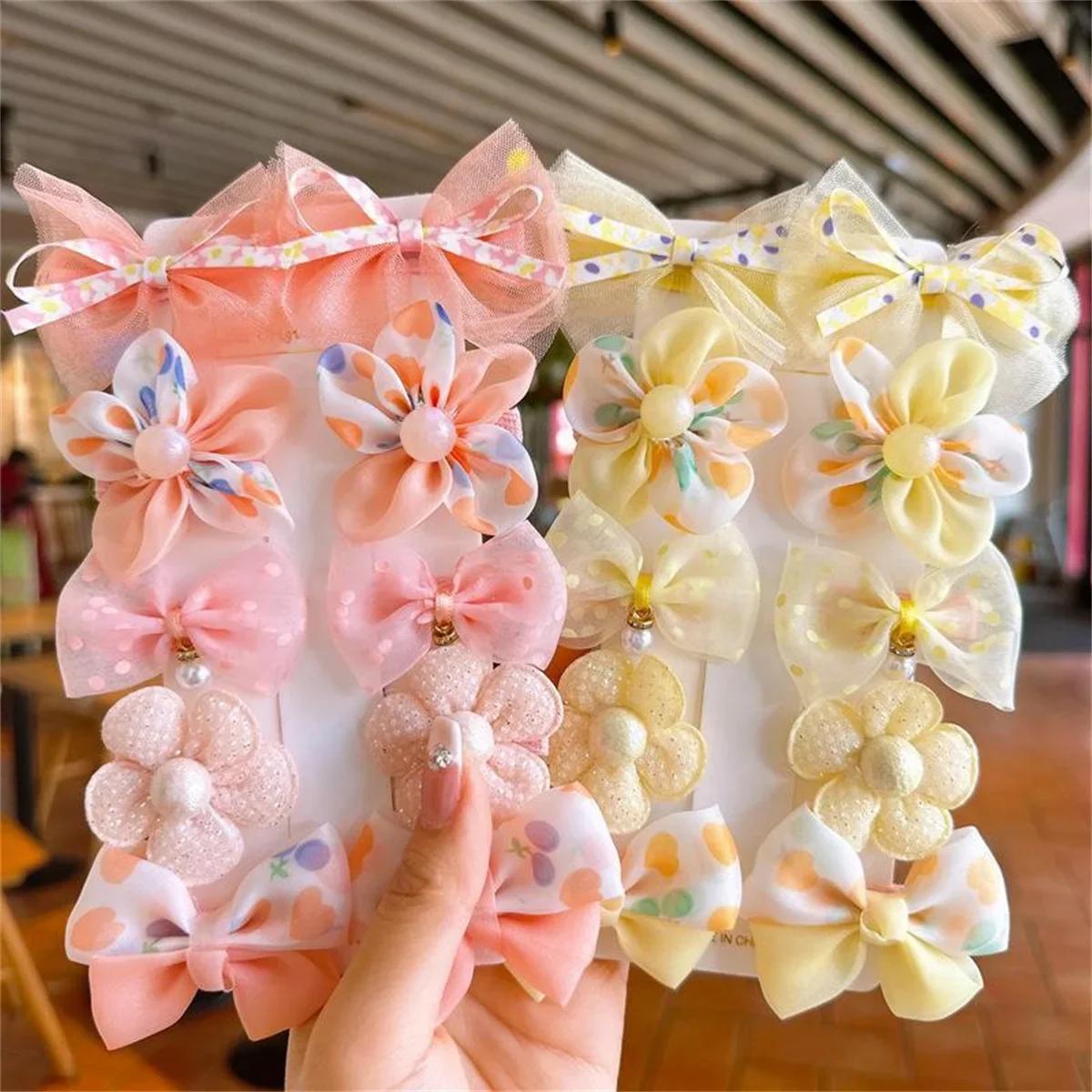 Pinces à cheveux en dentelle pour bébé, 10 pièces/ensemble, nœuds mignons, fleur, épingles à cheveux