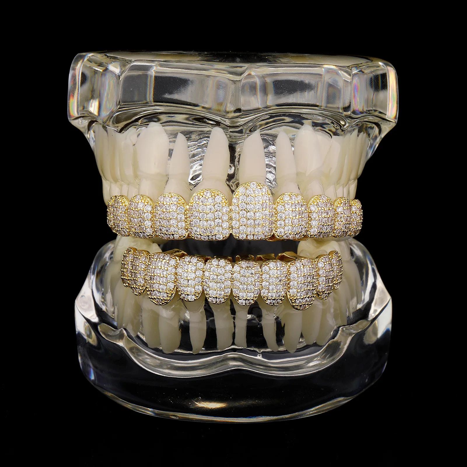 RACHELZ Hip Hop 10/10 glacé CZ pierre dents Grillz Punk rappeur cubique zircone dent casquettes pour