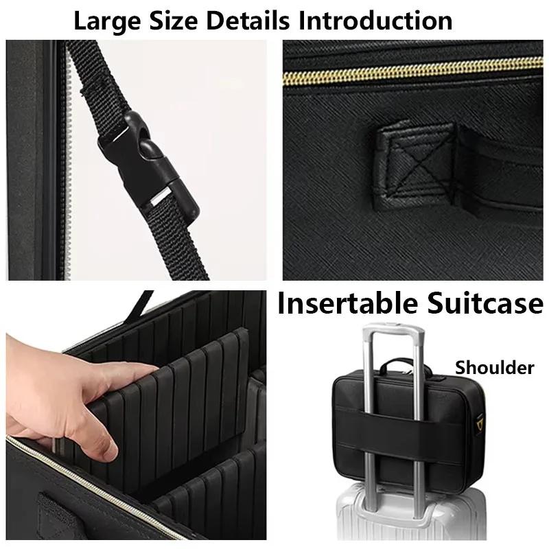 Trousse de maquillage de voyage de grande taille avec miroir, étui de maquillage de manucure de beau