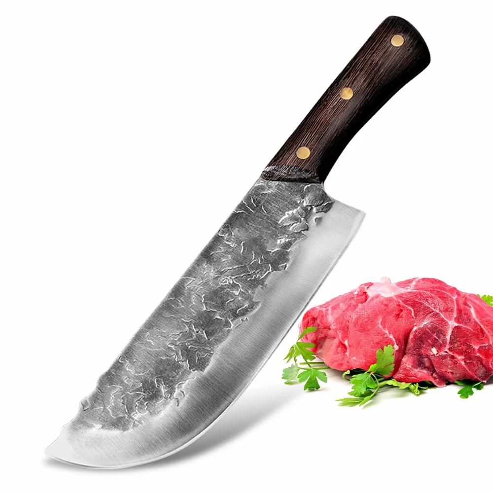Couteau à couperet forgé en acier inoxydable, 8 pouces, couteau à trancher la viande et les légumes,
