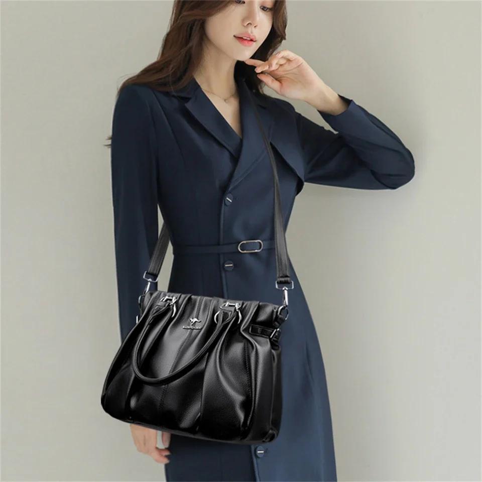 Sacs à main en cuir souple véritable pour femmes, sacs fourre-tout décontractés, sacs à main de créa