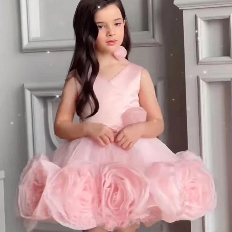 Robe de performance pour filles 2026, nouvelle tendance rose sans manches, pour événements formels,