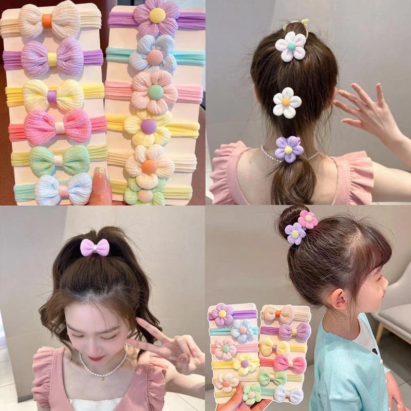 12 pièces nouveau coupe cheveux cravates princesse doux fleur arc filles femmes élastiques bandes de