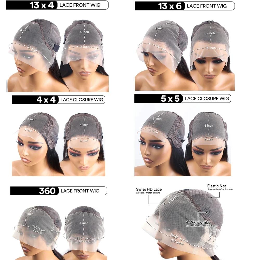 360 pleine perruque de dentelle 30 40 pouces os droite perruques de cheveux humains 13x6 Hd Transpar
