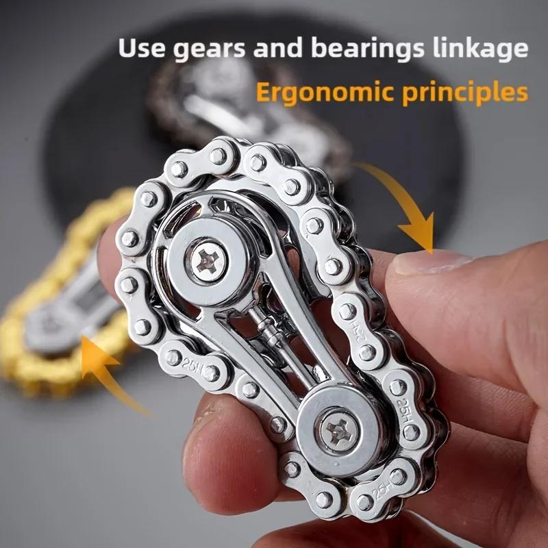 Volant d'inertie mécanique à dents de chaîne, Fidget Spinner, anti-stress, anxiété, chaînes de vélo