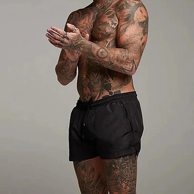 Maillot de bain pour hommes avec poches zippées, doublure en maille, short de plage d'été, séchage r
