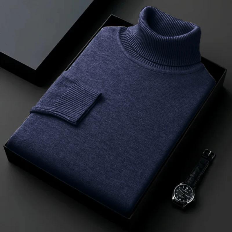 Pull à col roulé anti-boulochage pour hommes, pull à manches longues, coupe couvertes, haute qualité