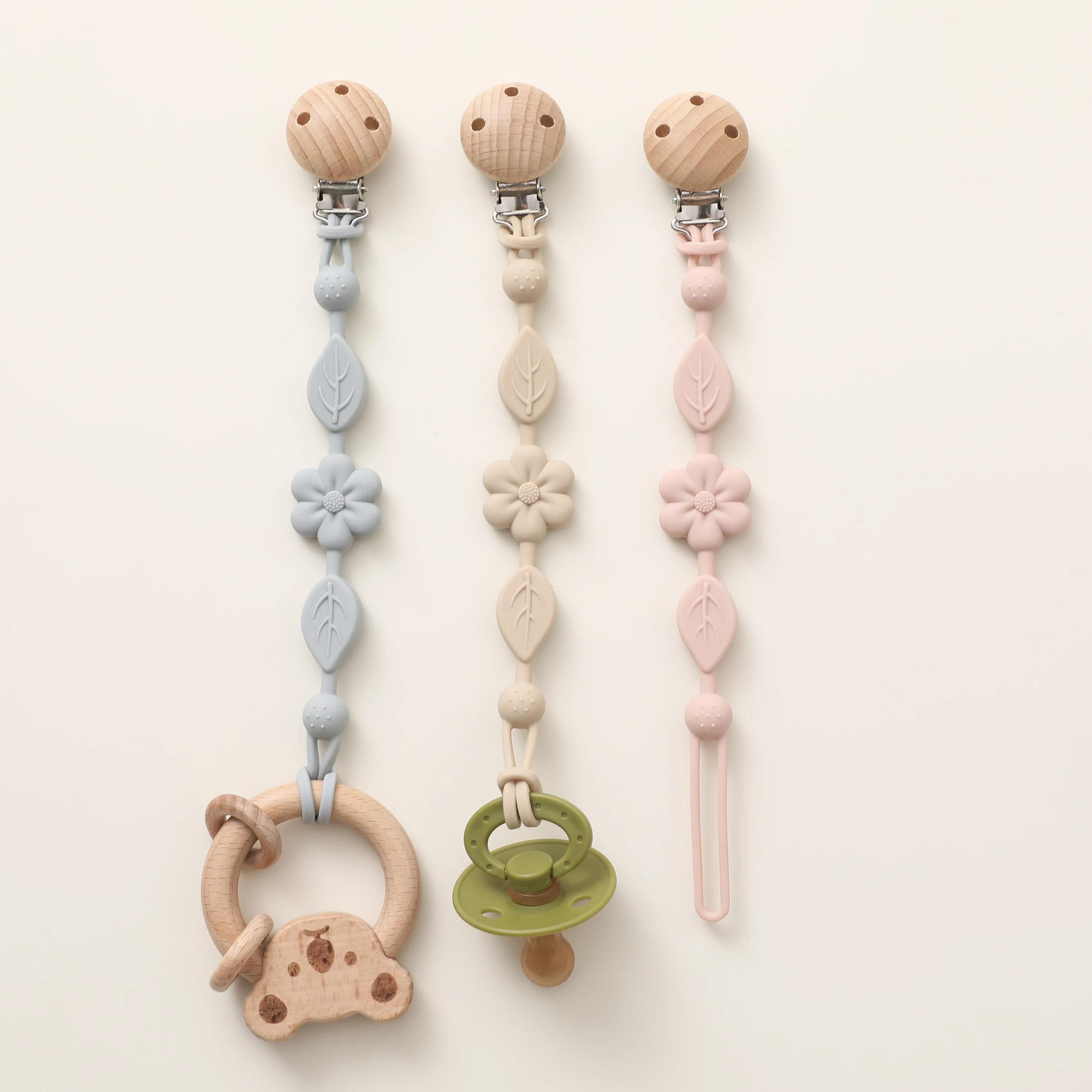 Porte-sucette réglable en silicone anti-perte pour bébé, porte-sucette fleur pour nouveau-né, adapté