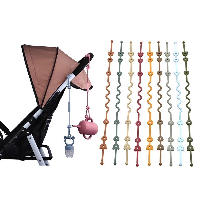 Chaîne sucette pour bébé avec sangles sécurité, support en Silicone, accessoire poussette chaise hau